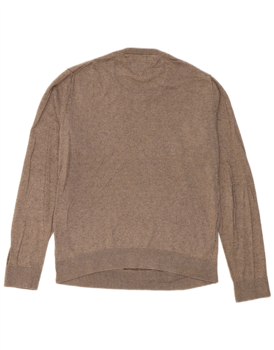 TOMMY HILFIGER Herre sweater med rund hals, stor brun bomuld