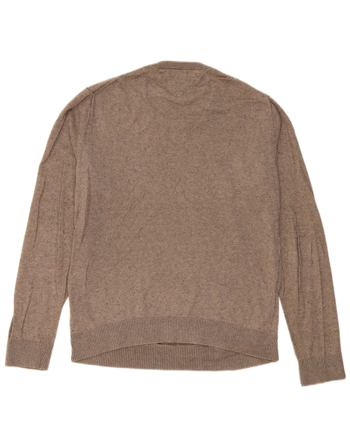 TOMMY HILFIGER Herre sweater med rund hals, stor brun bomuld