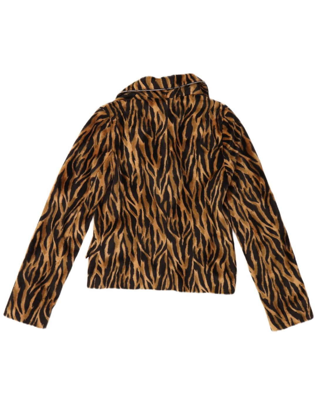 VINTAGE Dame 2-knaps blazerjakke EU 36 Small Brown Animal Print