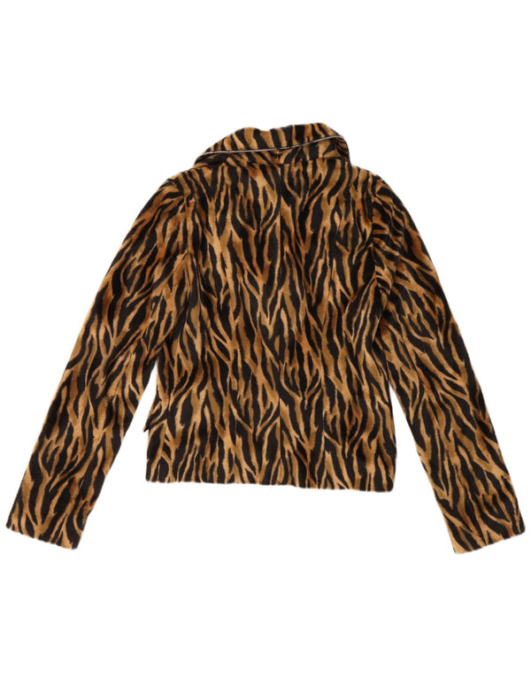 VINTAGE Dame 2-knaps blazerjakke EU 36 Small Brown Animal Print