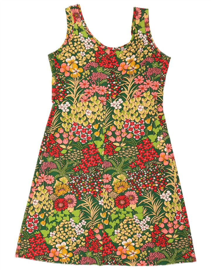VINTAGE Womens Sundress IT 50 XL Green Floral Polyester