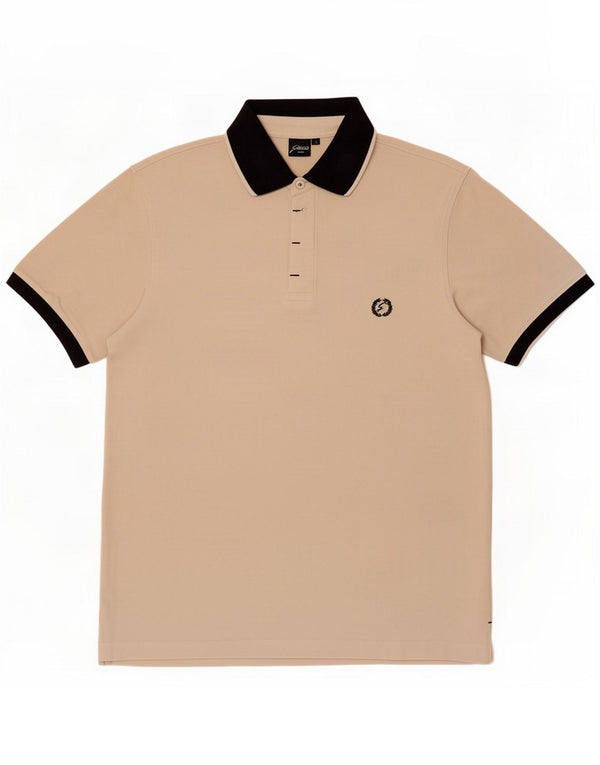 Gattinoni Mens Rugby Polo Shirt Large Beige Cotton