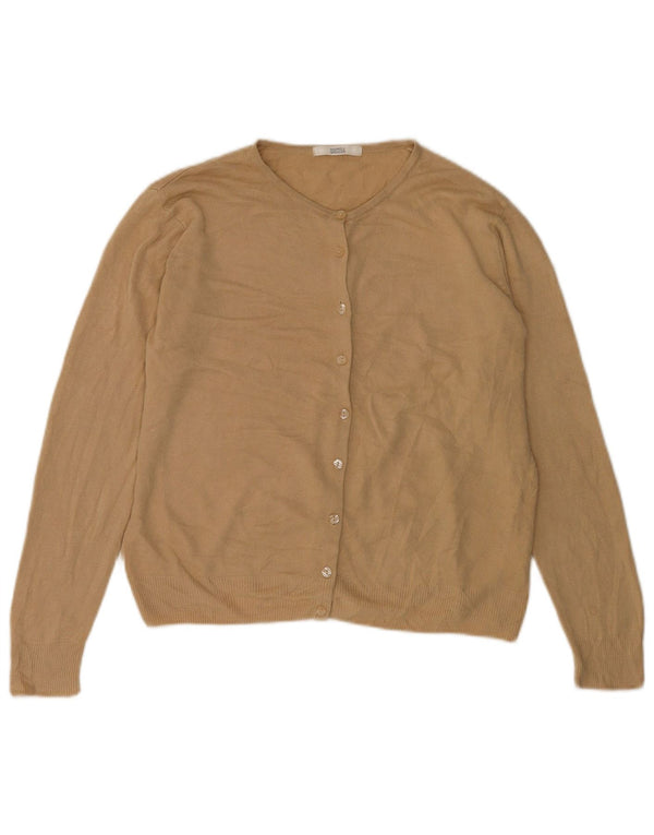 Marks & Spencer Dame Cardigan Sweater UK 14 Stor Beige Akryl