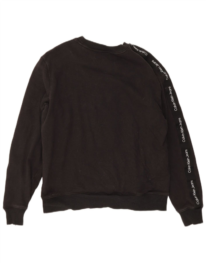 Calvin Klein Jeans Dame Grafisk Sweatshirt Jumper UK 12 Medium Sort