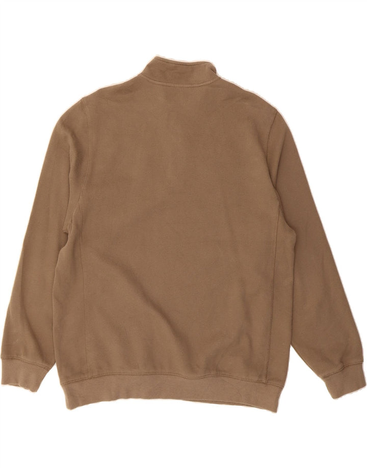 IZOD Mens Zip Neck Sweatshirt Jumper Large Brown Cotton Vintage Izod and Second-Hand Izod from Messina Hembry 
