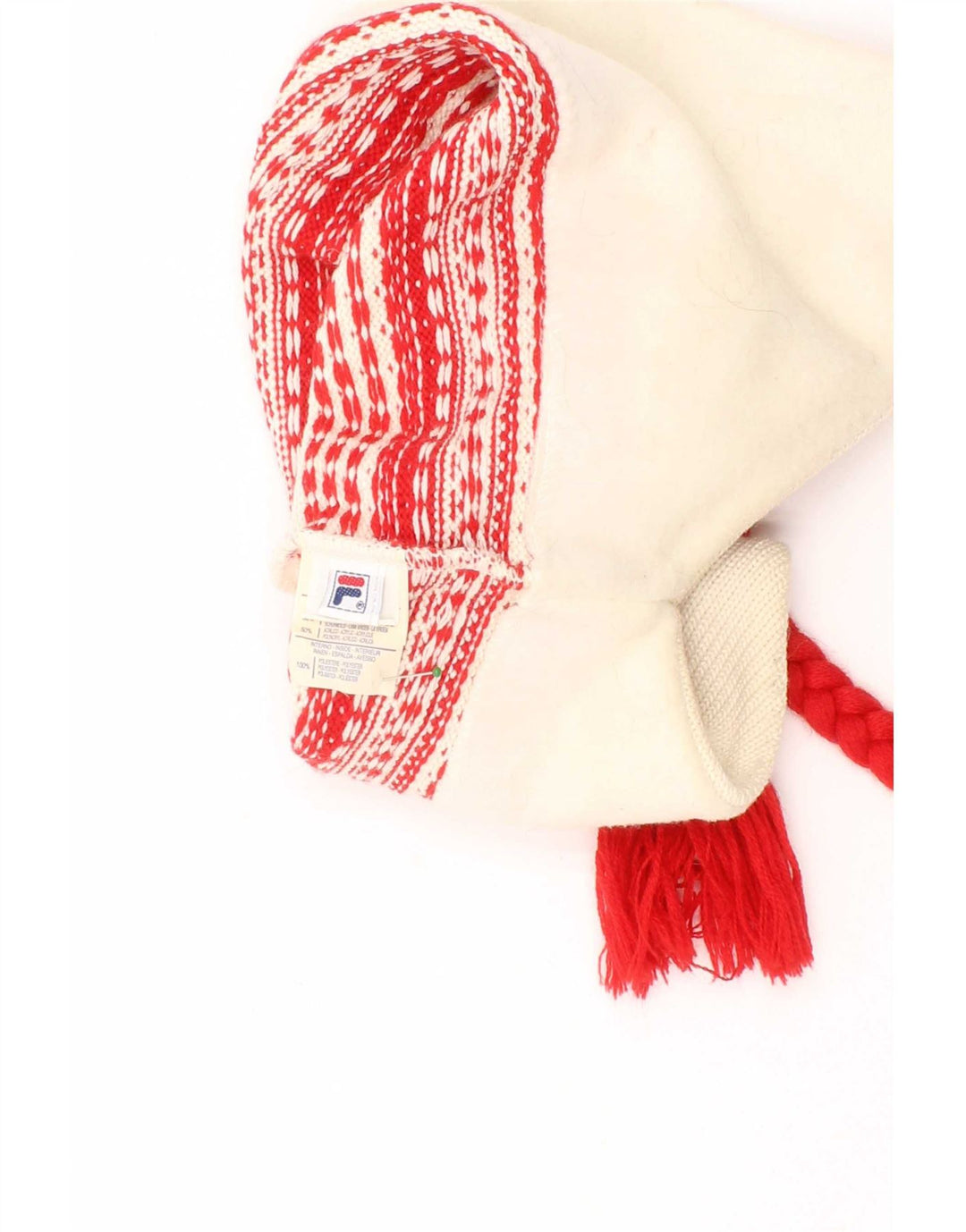 Fila Herre Øreklap Strik Bobble Hat One Size Off White Fair Isle Virgin Wool