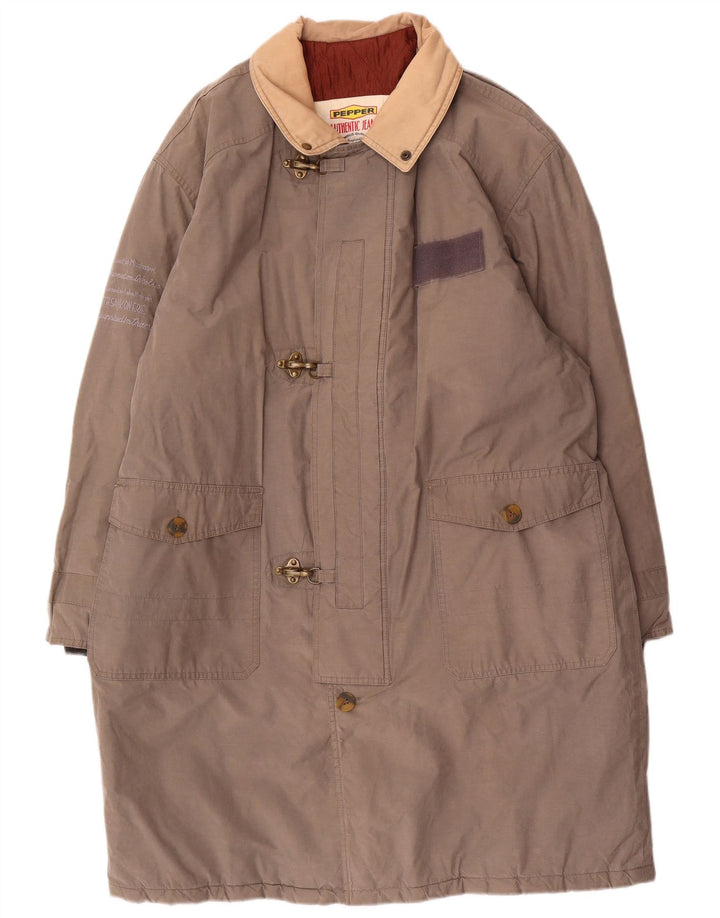 Vintage polstret herrefrakke UK 42 XL Grå bomuld