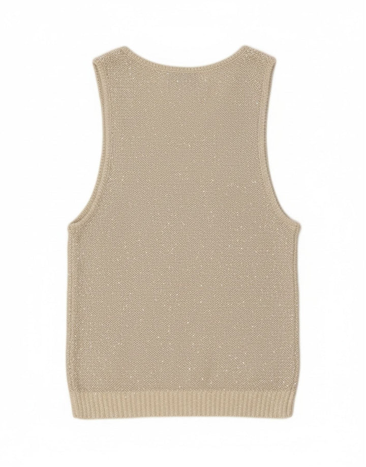 Zara Damestrik Vest Top UK 12 Medium Grå Polyester