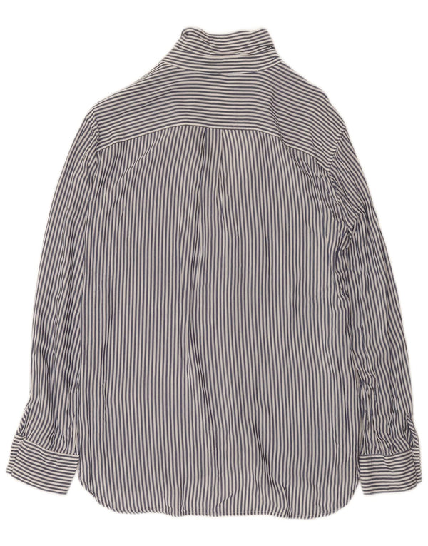 Zara Dameskjorte UK 14 Medium Navy Blue Pinstripe