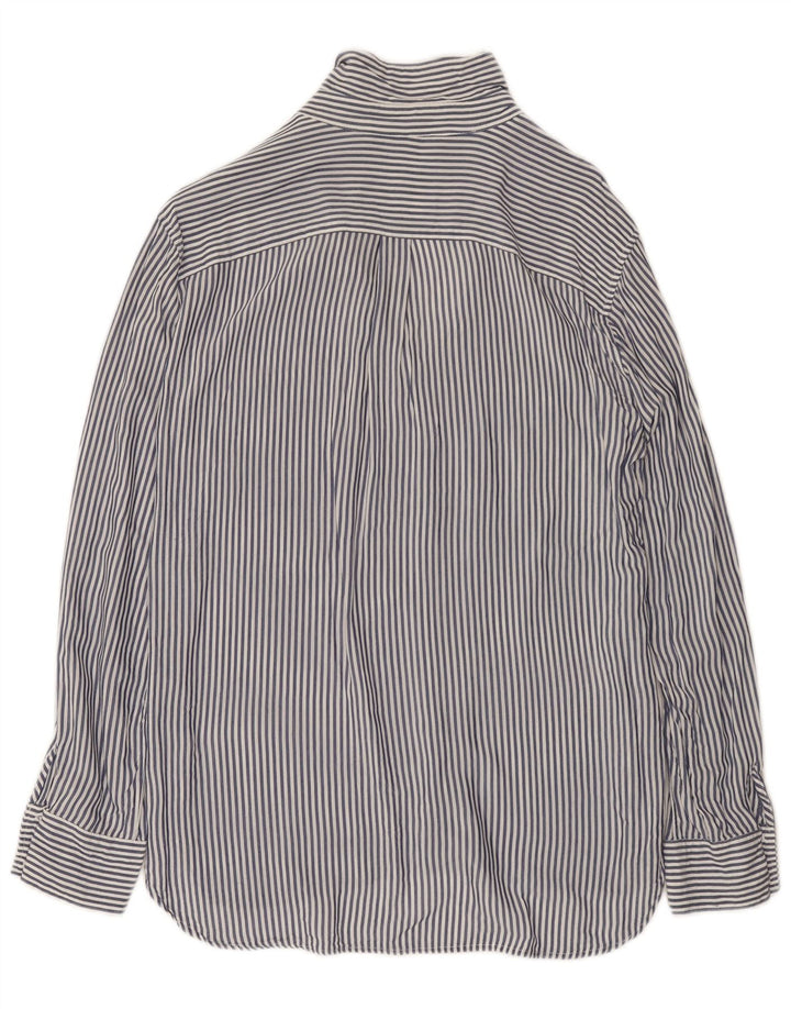 Zara Dameskjorte UK 14 Medium Navy Blue Pinstripe