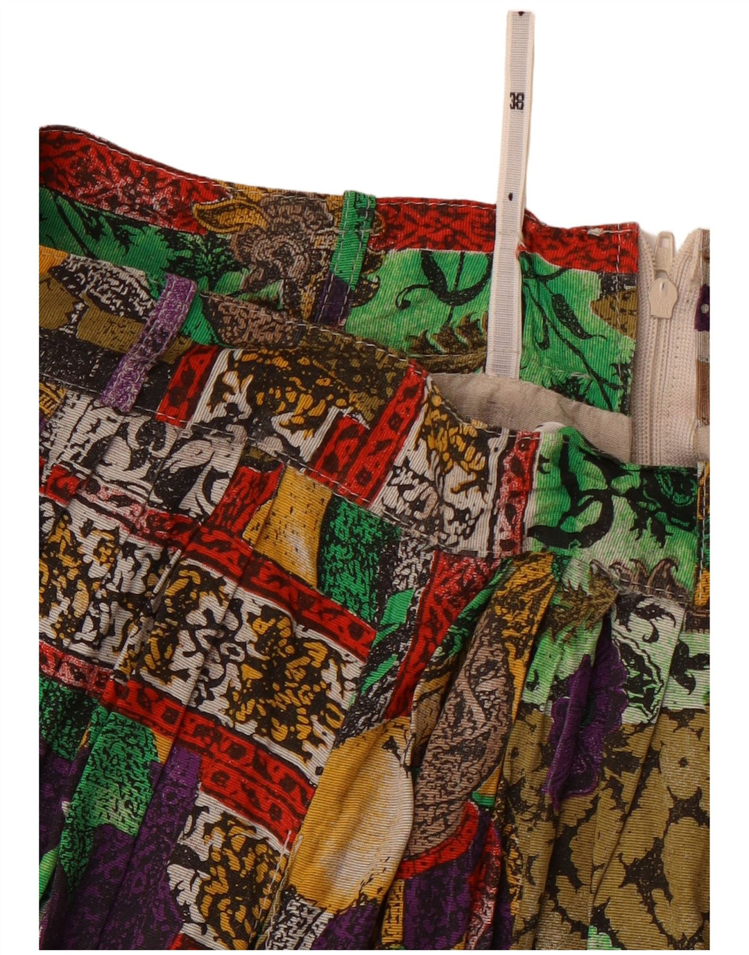 VINTAGE A-line nederdel til kvinder med høj talje EU 38 Medium W26 Flerfarvet