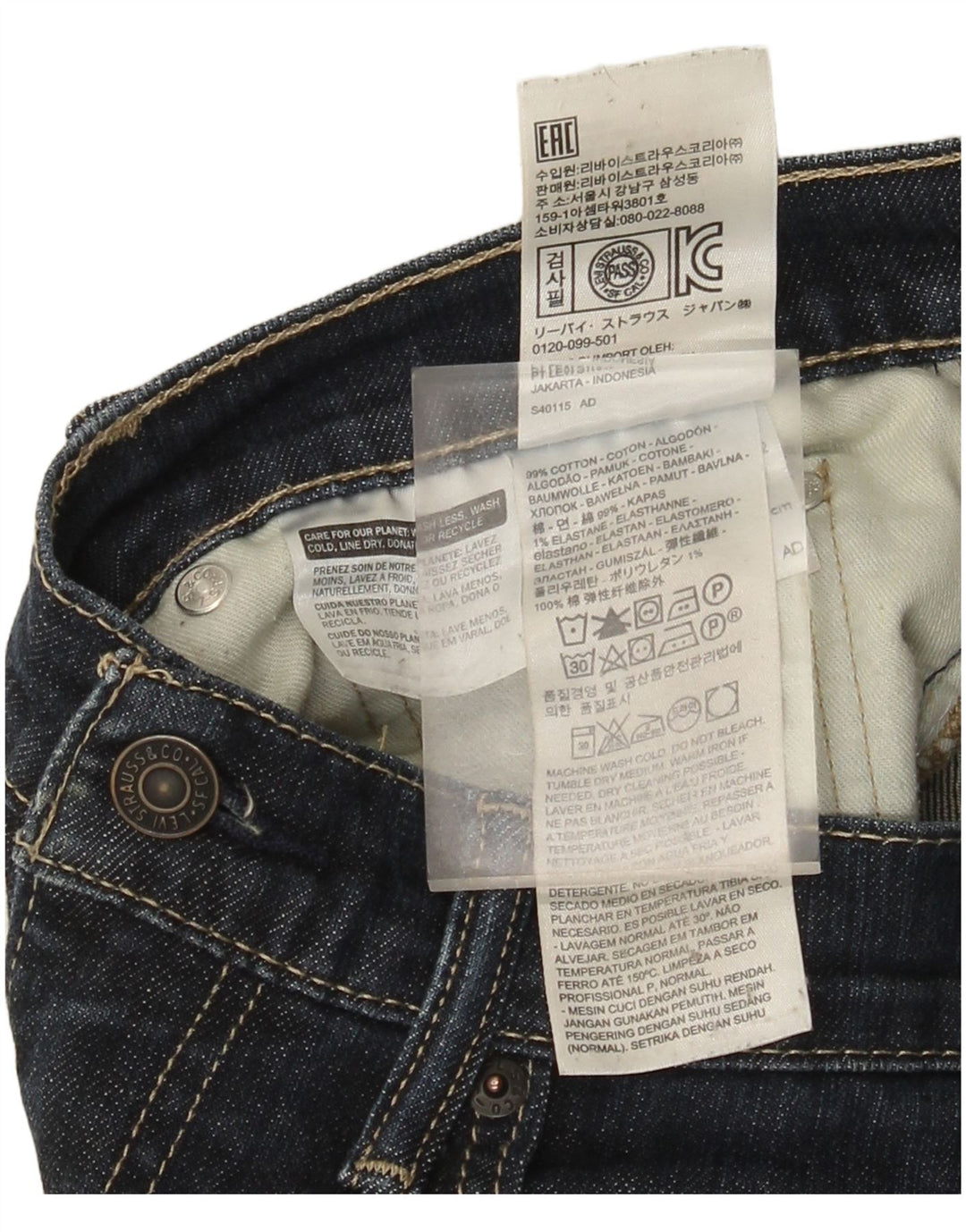 Levi's Herre 511 Slim Jeans W31 L32 Marineblå Bomuld