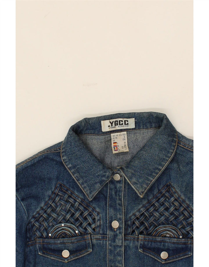 VINTAGE Womens Denim Jacket UK 12 Medium Blue Cotton Vintage Vintage and Second-Hand Vintage from Messina Hembry 