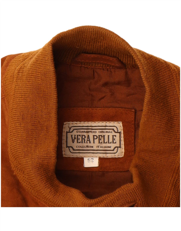 VINTAGE Bomberjakke i ruskind til mænd IT 52 XL brunt læder