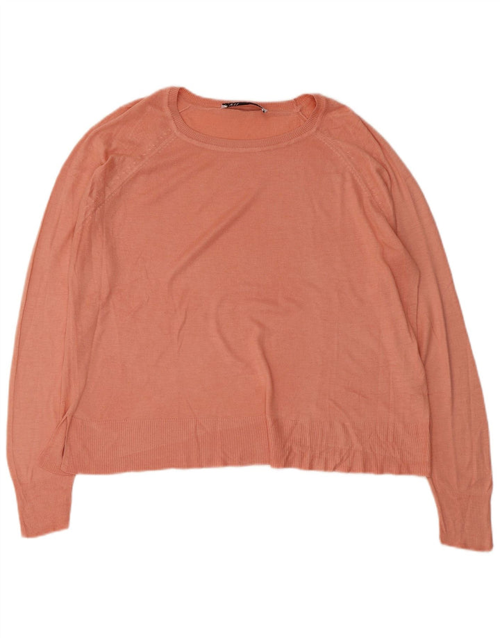 Zara Dame Oversized Bluse Top UK 10 Small Pink Viscose