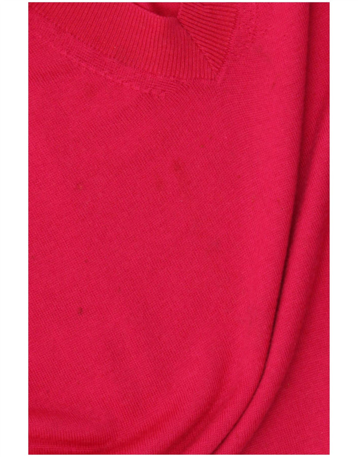 Marks & Spencer Dame V-hals sweater UK 14 Medium Pink Merino Uld