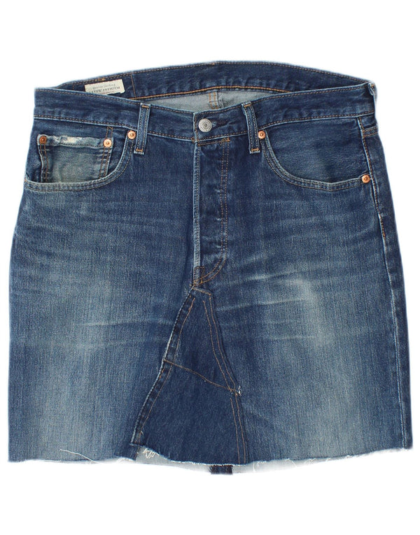 LEVI'S Dame 501 denimnederdel W32 Stor Blå Bomuld