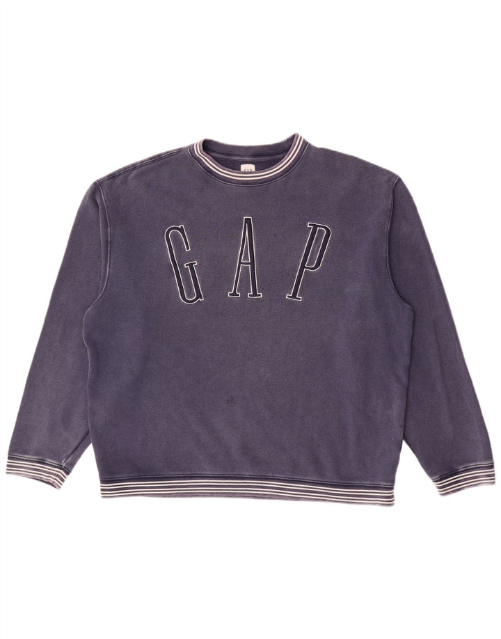 Gap Herre Grafisk Sweatshirt Jumper Stor Marineblå Stribet Bomuld