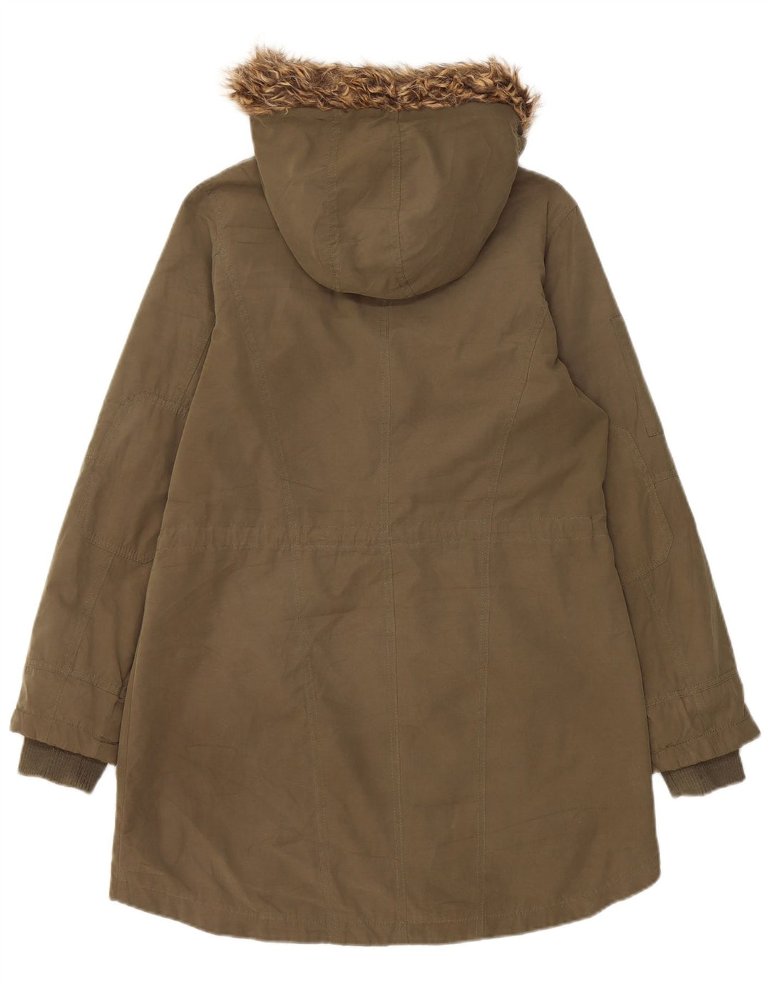 Oasis Dame Hooded Parka Jacket UK 10 Small Khaki Polyester