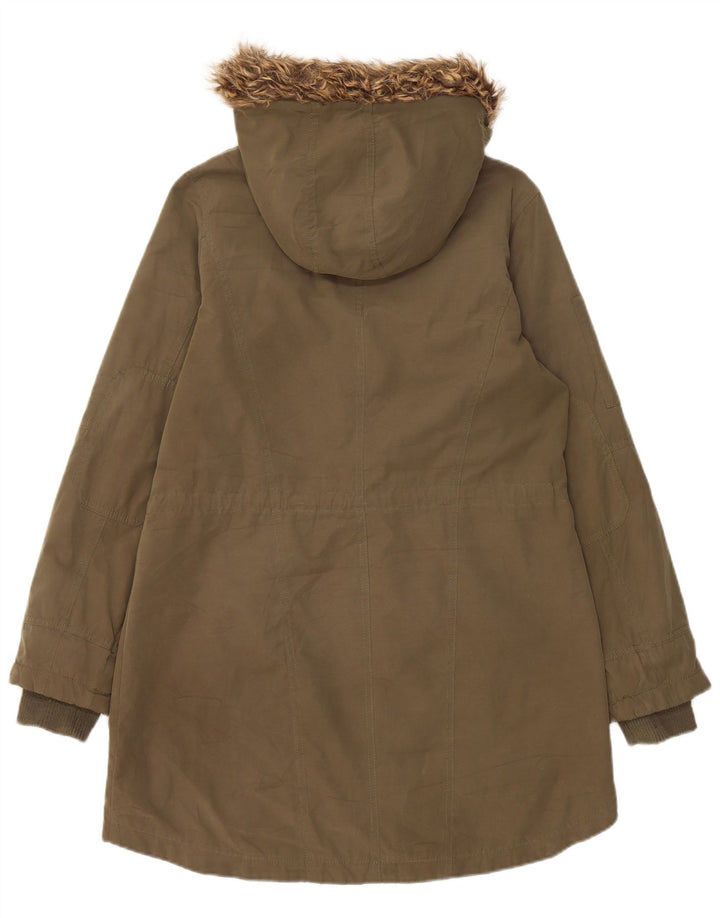 Oasis Dame Hooded Parka Jacket UK 10 Small Khaki Polyester