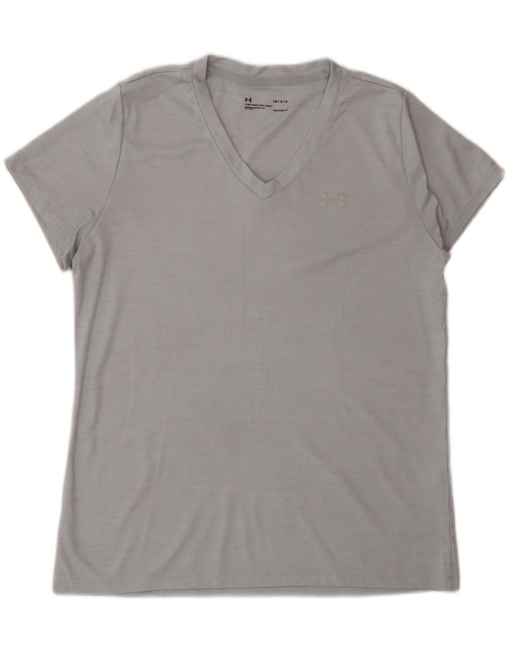 Under Armour Herre Heat Gear T-Shirt Top Stor Grå Polyester