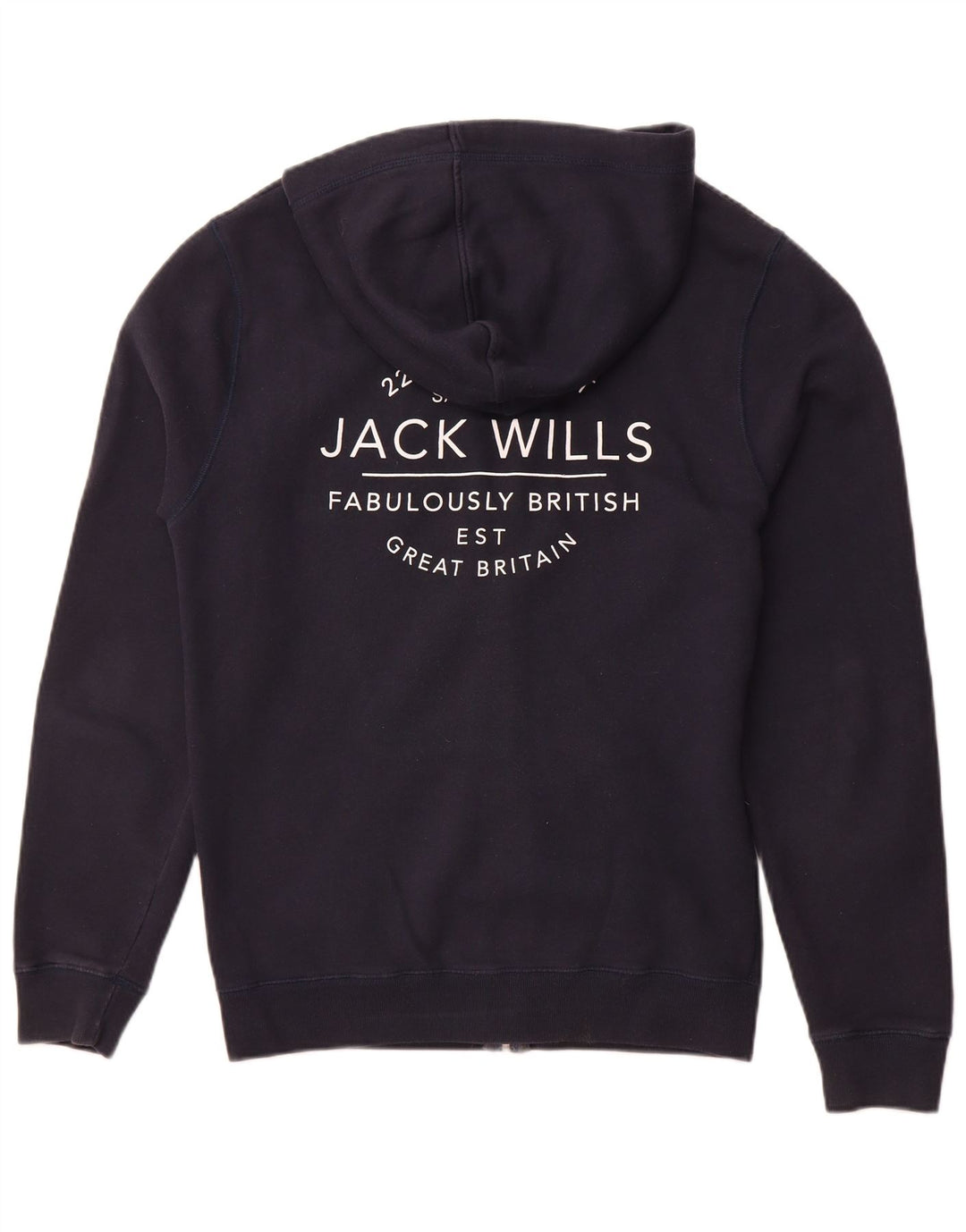JACK WILLS Herre grafisk hættetrøje med lynlås Mellem marineblå bomuld