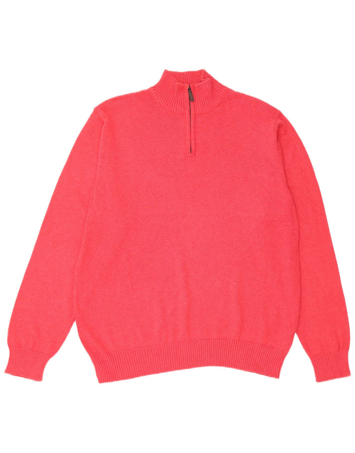 Marks & Spencer Herre Regular Fit Zip Neck Sweater Sweater Large Rød Bomuld