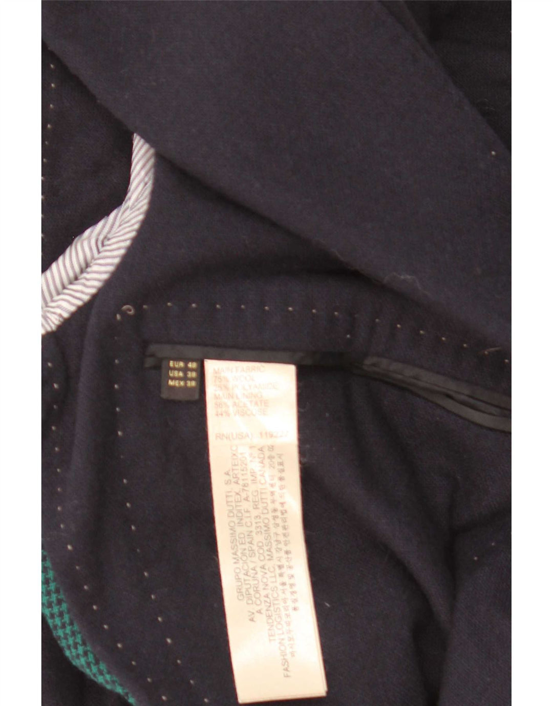 Massimo Dutti Herre 2-knaps blazerjakke EU 48 Mellem marineblå uld