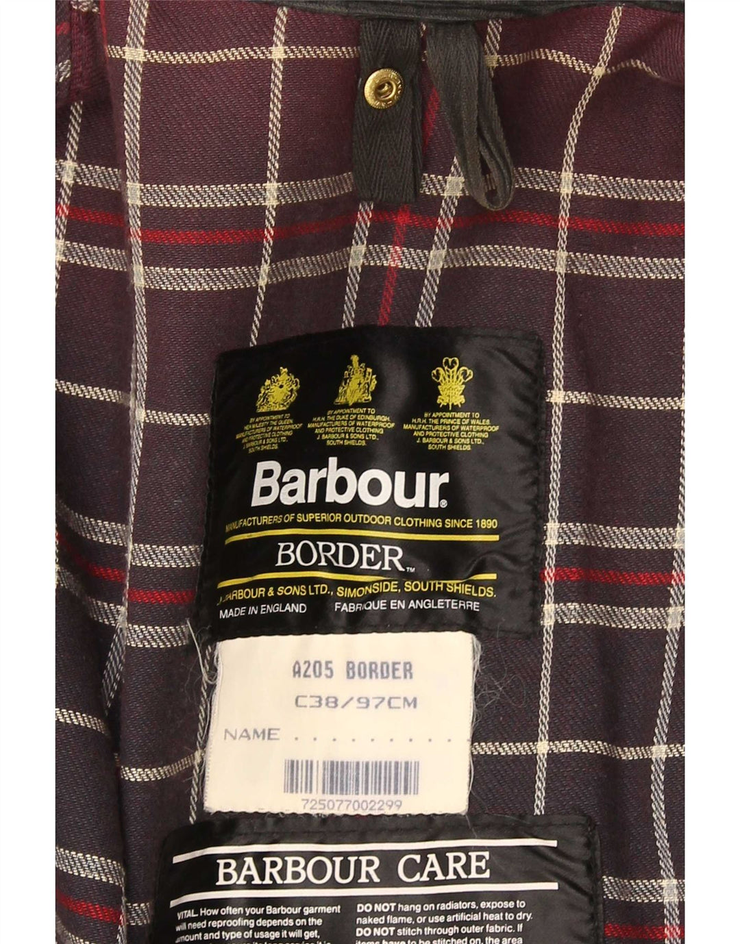 Barbour Herre vokset bomuldsjakke EU 38 Medium Sort