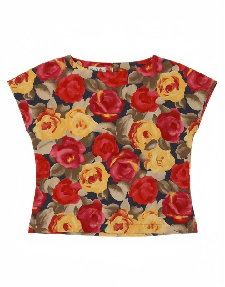 Vintage damebluse top IT 46 stor flerfarvet blomsterpolyester