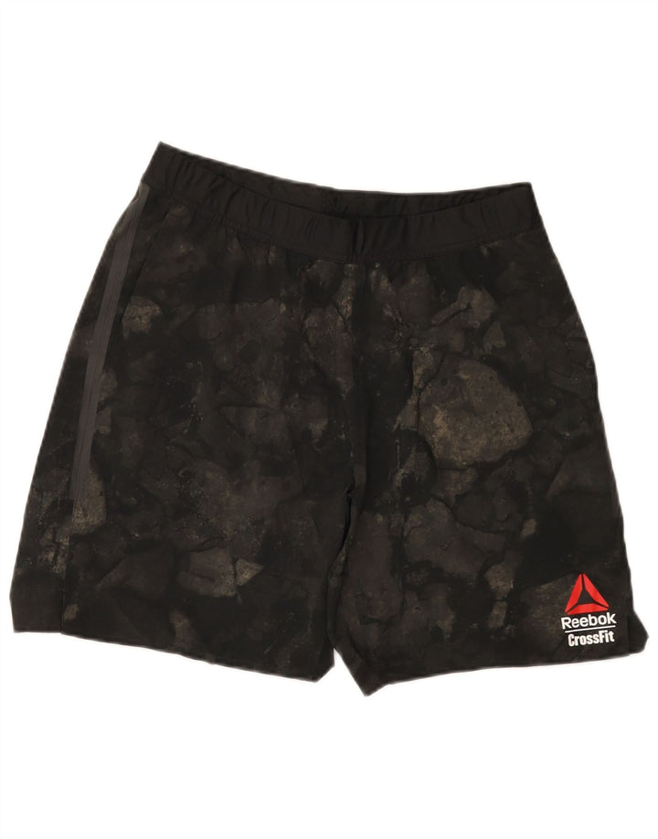 Reebok Herre Cross Fit Grafiske Sportsshorts Medium Sort Geometrisk Polyester