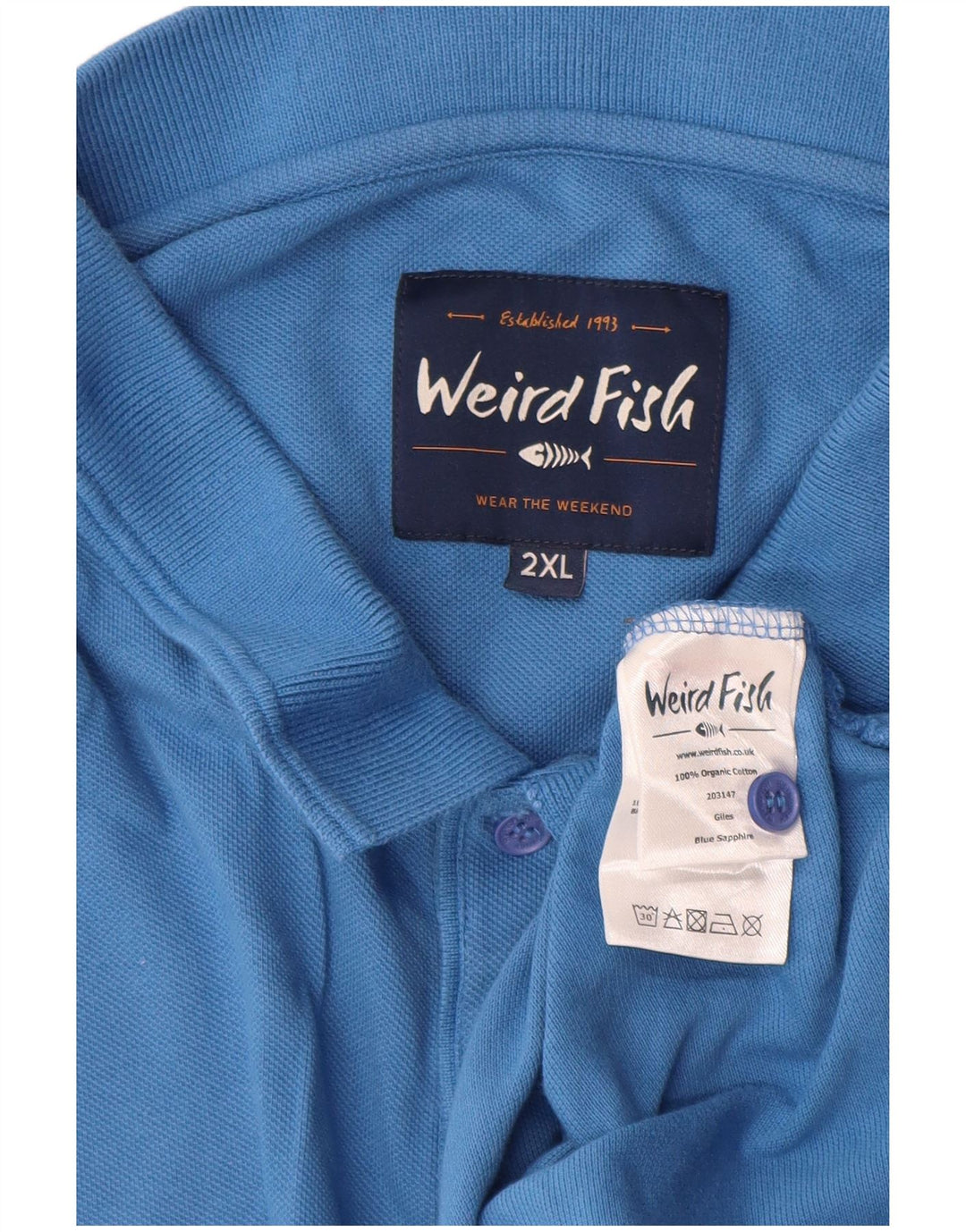 Weird Fish Herre Polo Shirt 2XL Blå Bomuld