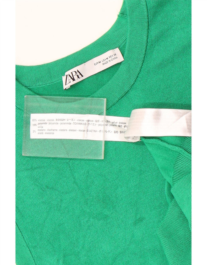 Zara Dame Vest Tank Top UK 12 Medium Green Viscose