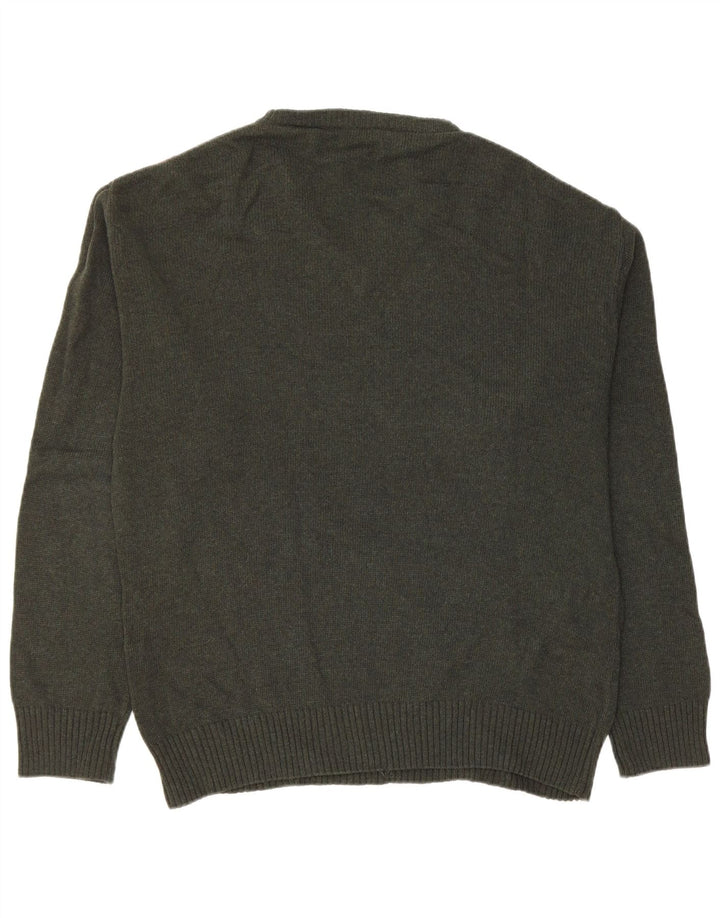 VINTAGE Herre V-hals sweater Medium Green Argyle/Diamond New Wool