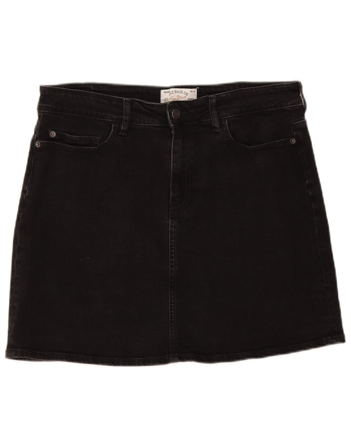 Fat Face Dame Mini Denim Nederdel UK 12 Medium W32 Sort Bomuld