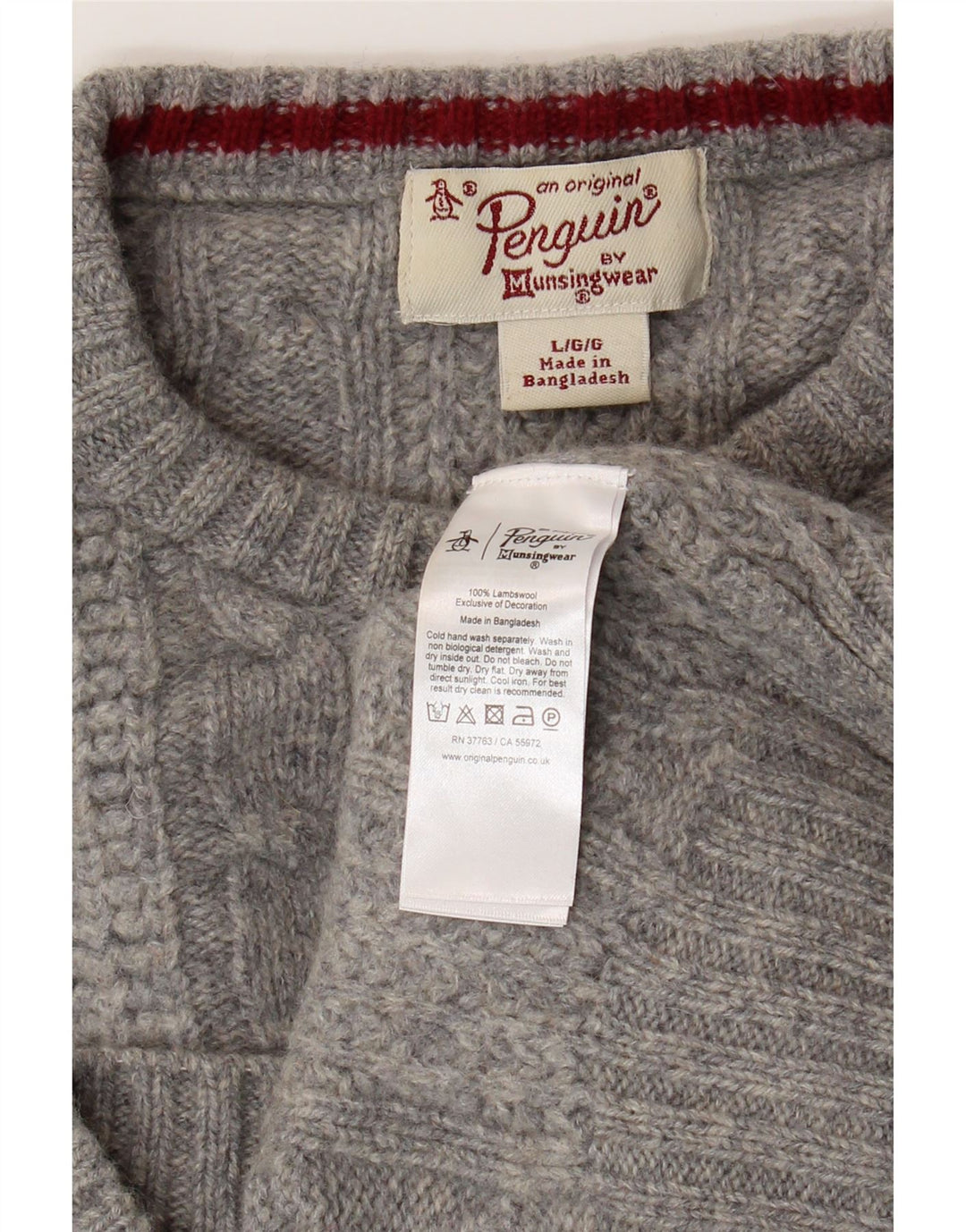 PENGUIN Womens Crew Neck Jumper Sweater UK 16 Large Grey Lambswool