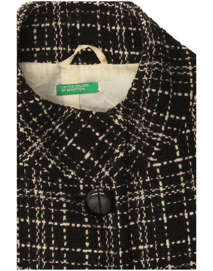 Benetton Dame Overfrakke UK 8 Small Black Check