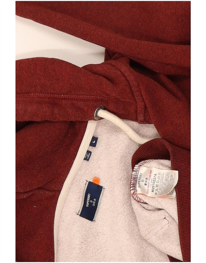 Superdry hættetrøje med lynlås til mænd, stor rød flækket bomuld