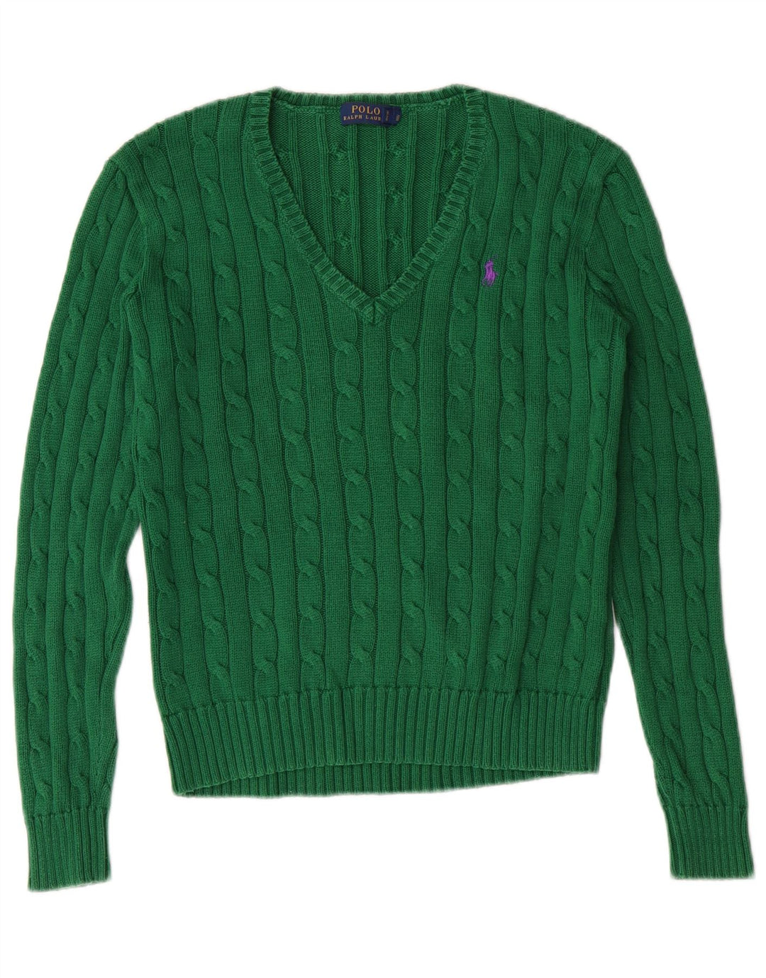 Polo Ralph Lauren Dame V-hals sweater UK 12 Medium Green Classic