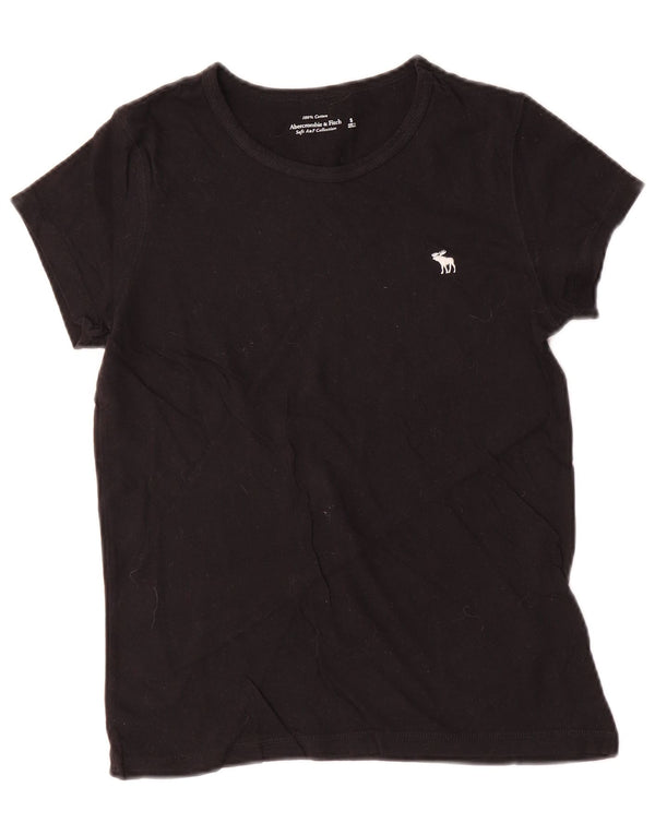 Abercrombie & Fitch Dame T-Shirt Top UK 10 Small Black Bomuld