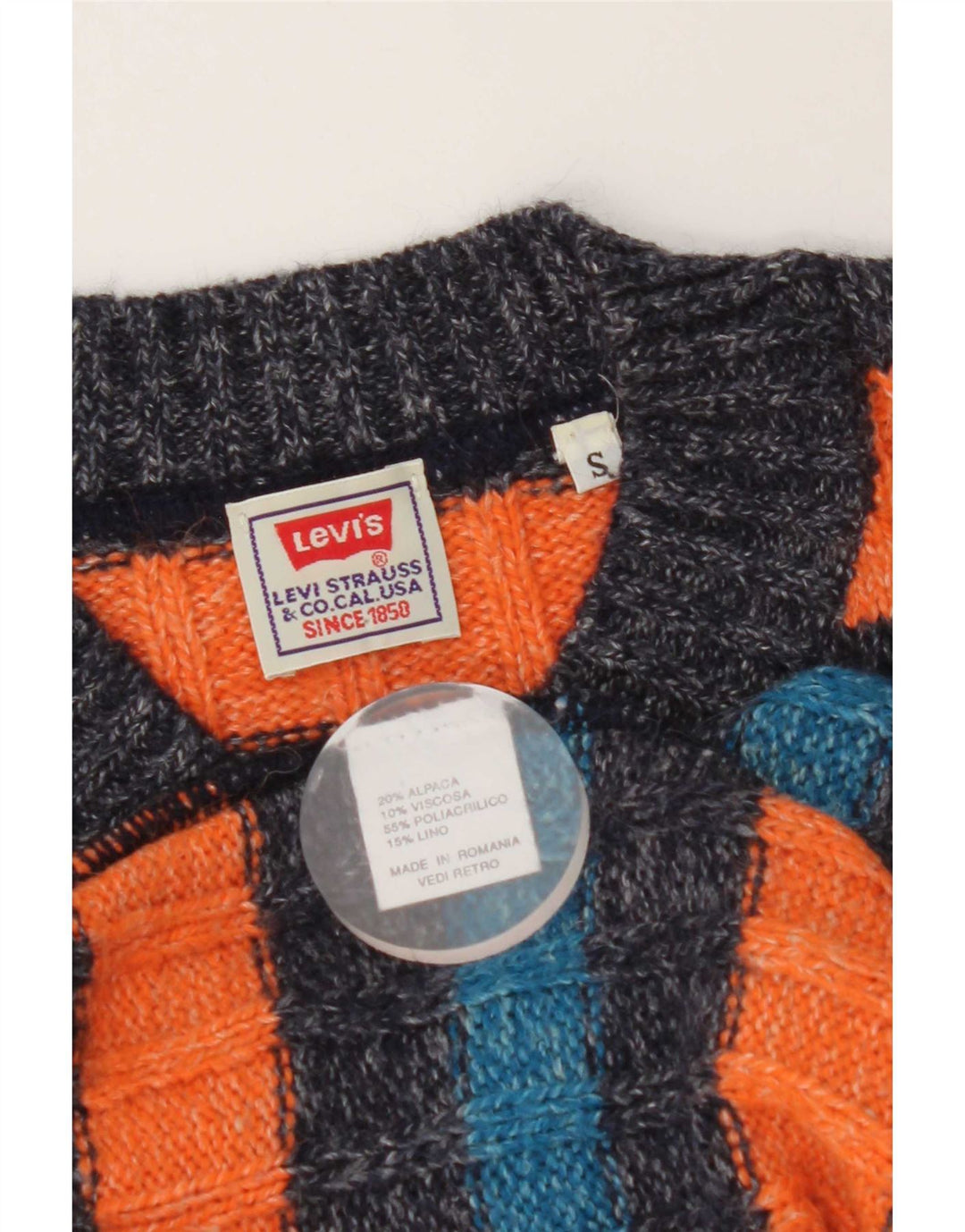 Levi's Herre V-hals sweater lille orange stribet Alpaca uld