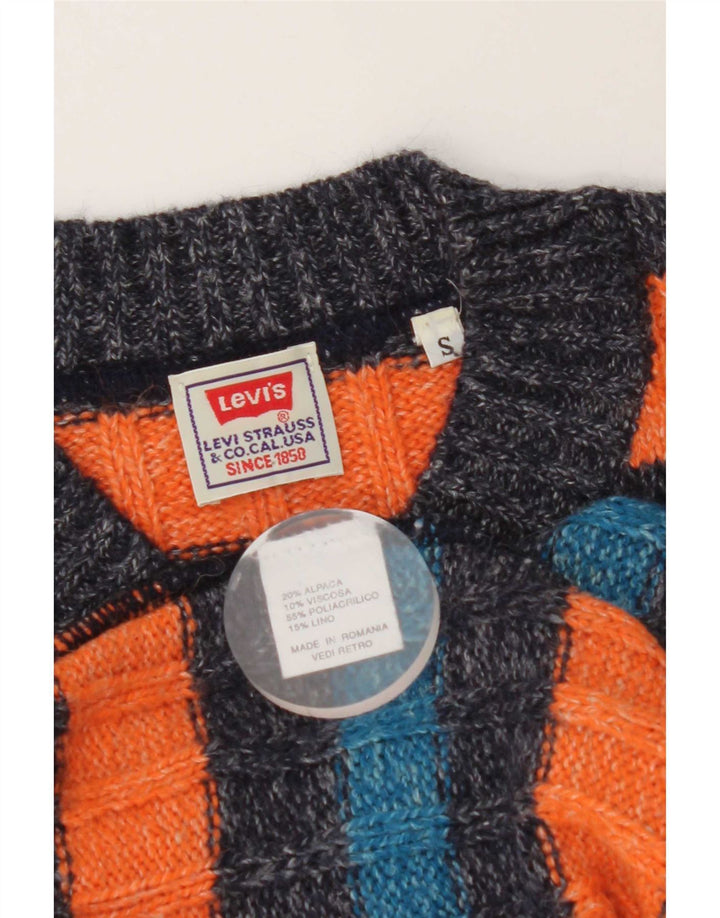 Levi's Herre V-hals sweater lille orange stribet Alpaca uld