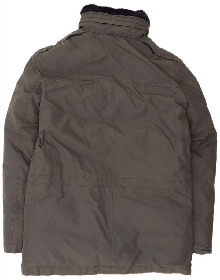 Rifle Herre Parka Jacket UK 40 Stor Grå Bomuld