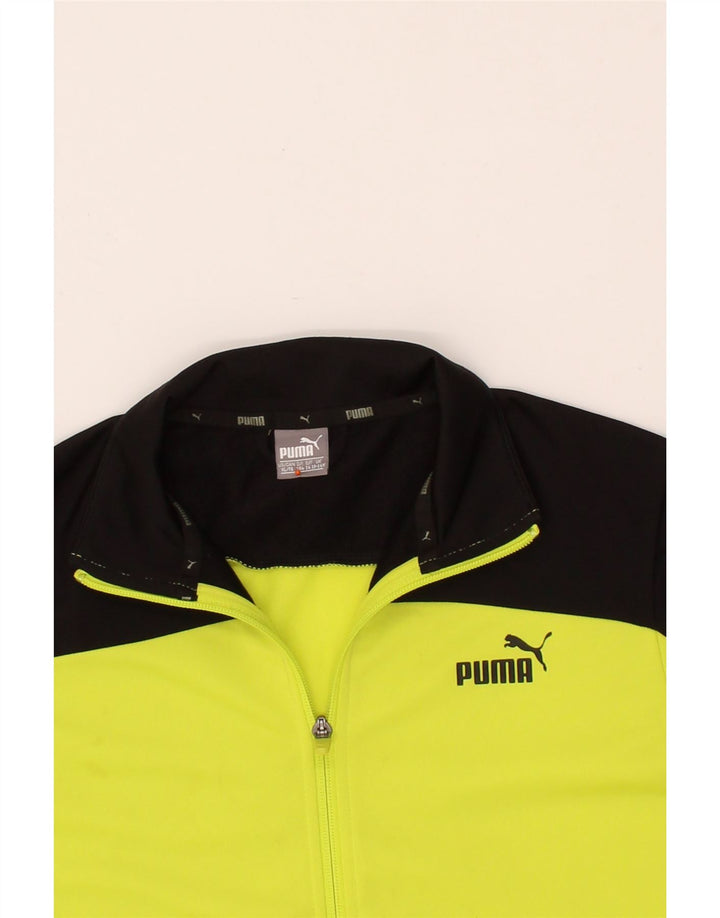 PUMA Boys Tracksuit Top Jacket 13-14 Years XL Yellow Colourblock Vintage Puma and Second-Hand Puma from Messina Hembry 