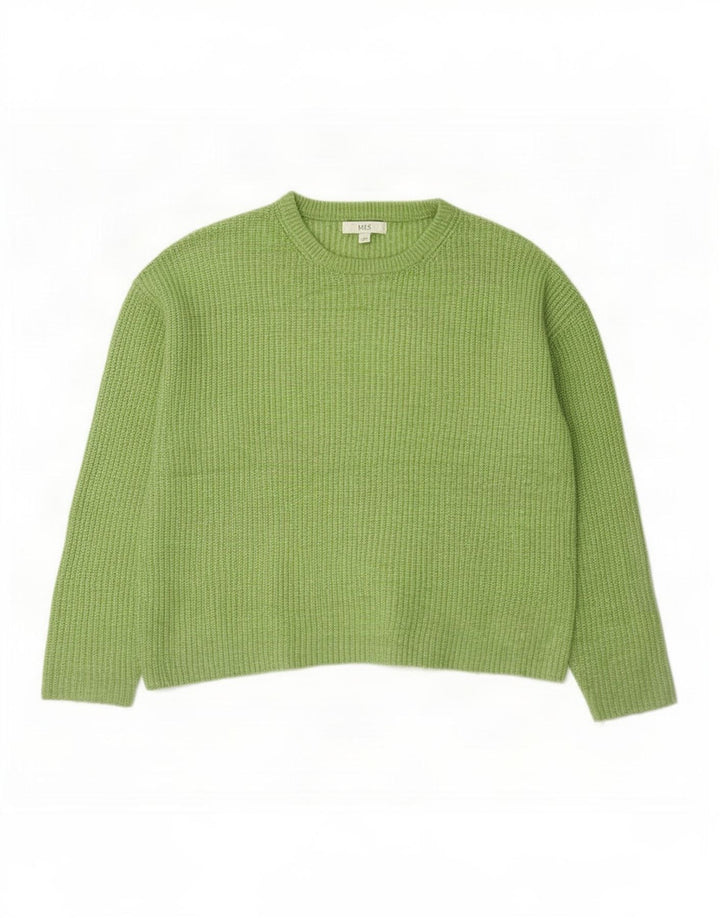 Marks & Spencer Dame sweater med rund hals DK 16 Stor grøn polyester