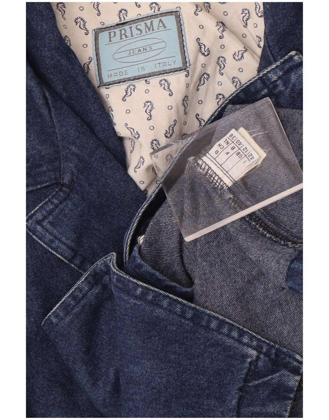 Prisma Dame 1 Knap Denim Blazer Jakke UK 12 Medium Navy Blue Bomuld