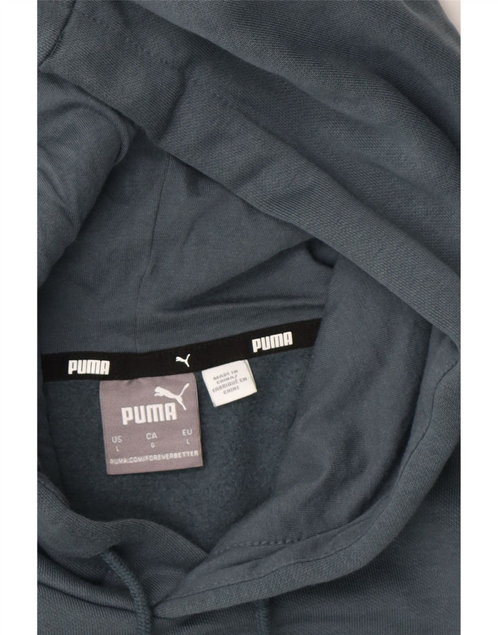 PUMA Mens Graphic Hoodie Jumper Large Blue Cotton Vintage Puma and Second-Hand Puma from Messina Hembry 