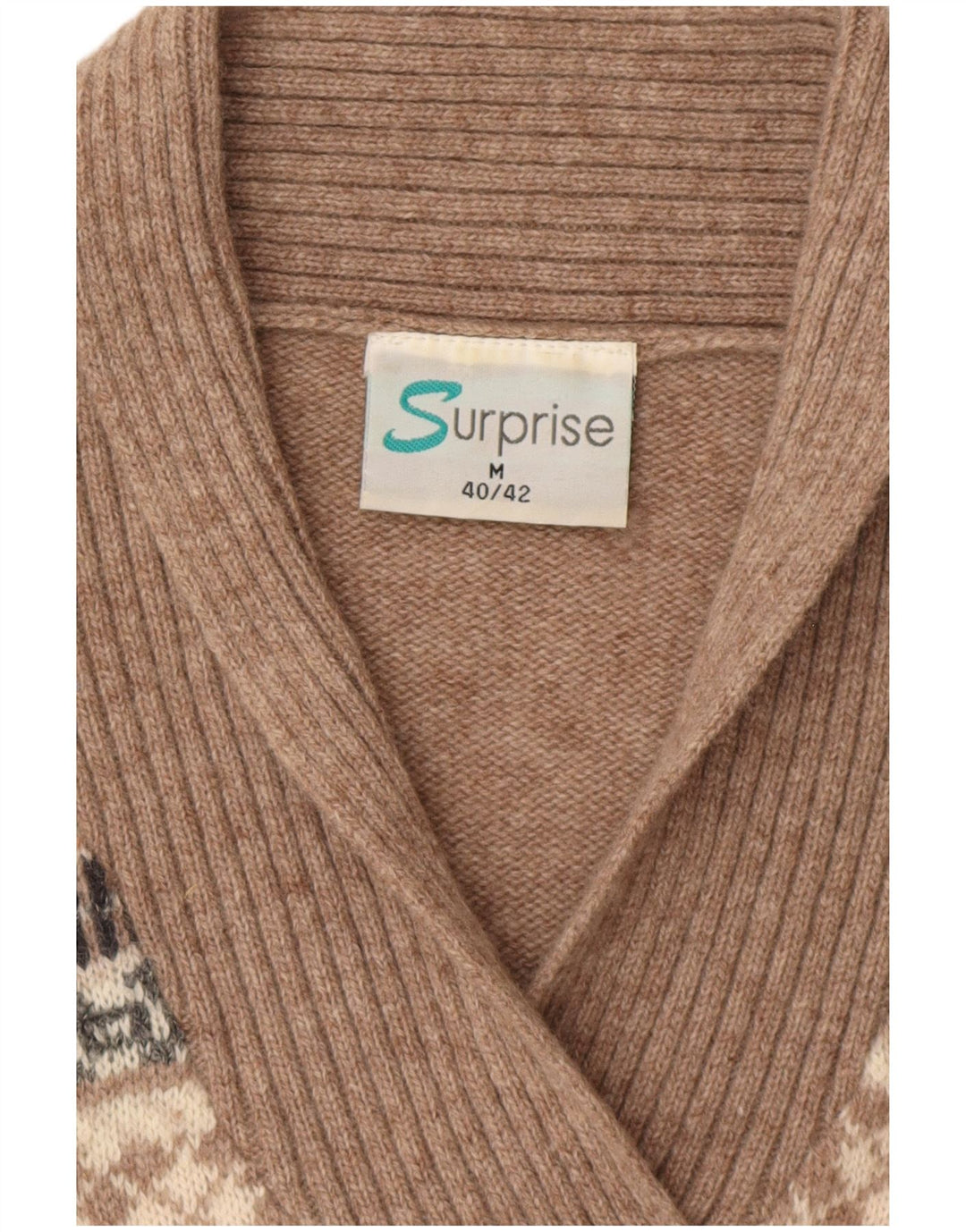 SURPRISE Dame Loose Fit Shawl Neck sweater IT 40/42 Medium Beige
