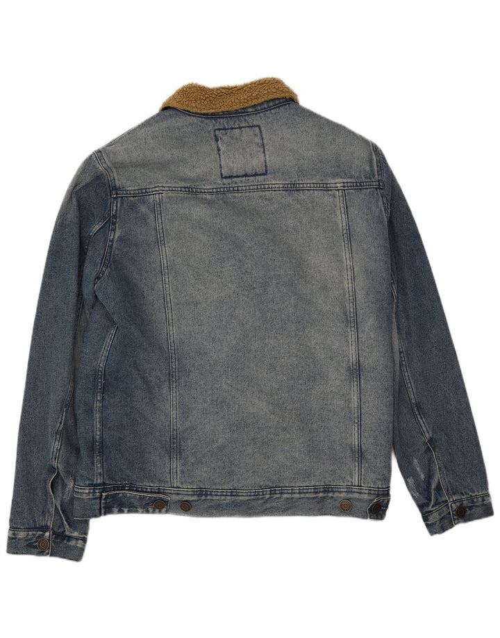 Blend Herre Denim Sherpa Jacket UK 40 Large Blue Cotton