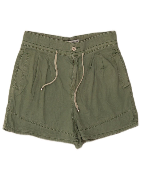Zara Womens Pegged Denim Shorts EU 38 Small W28 Green Bomuld